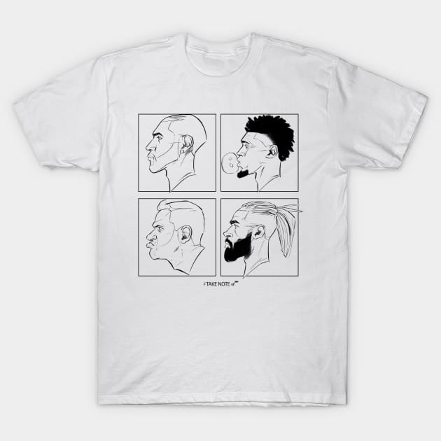 Take Note - Jazz Quad BW T-Shirt by CowhideComics